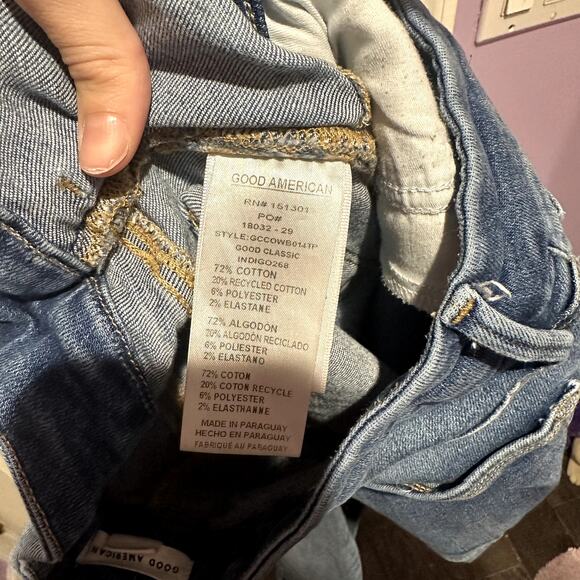 Good American Good Criss Cross Waist Classic Indigo Skinny Jeans Size 4 / 27 - Picture 8 of 8